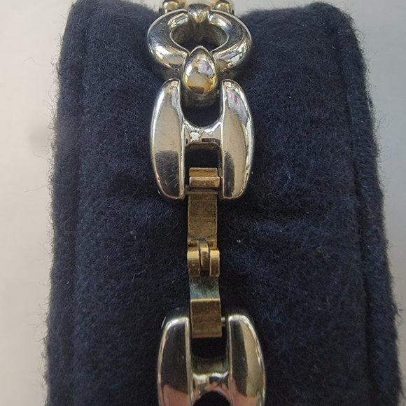 FOSSIL F2 ES-8678 Two-Tone White Face Watch 6.5" - Picture 2 of 6